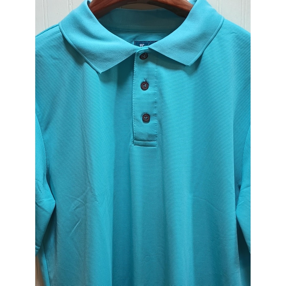 Waimea Polo Shirt Mens XL Turquoise Textured Golf‎ Performance Casual Polyester
